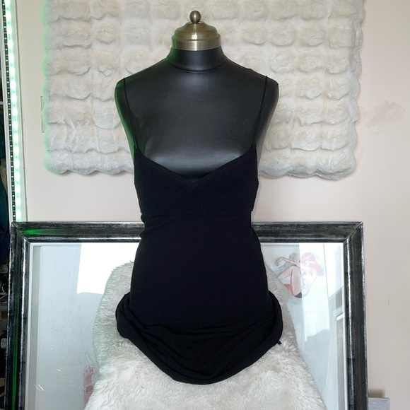 Theory black cotton knit spaghetti strapped midi dress which could 2 ways - Picture 1 of 8